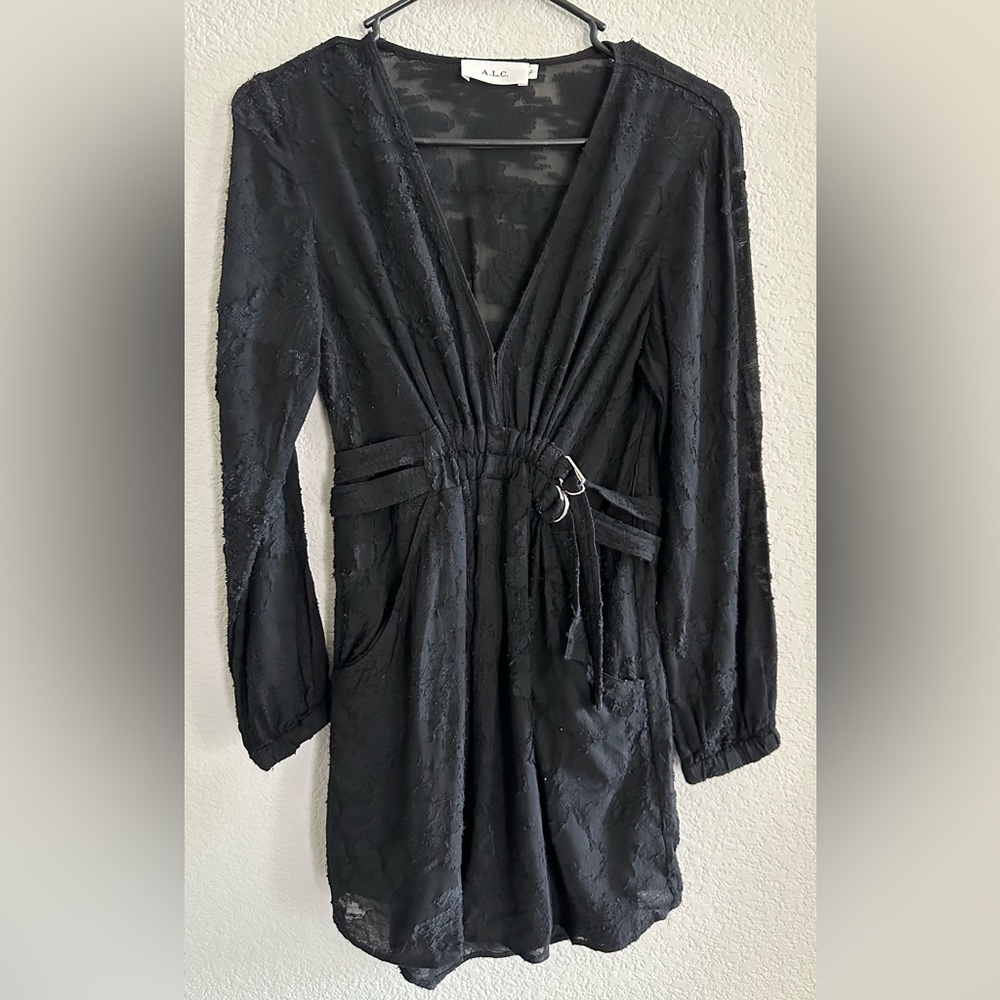 A.L.C. Jezebel Black V-neck Mini Dress